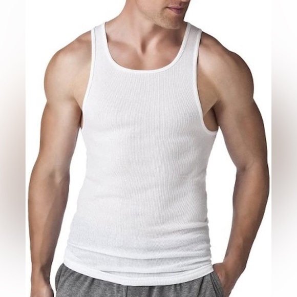 NWOT Hanes Men’s 3pk Tagless Ribbed Undershirt white beater XL - Picture 1 of 3